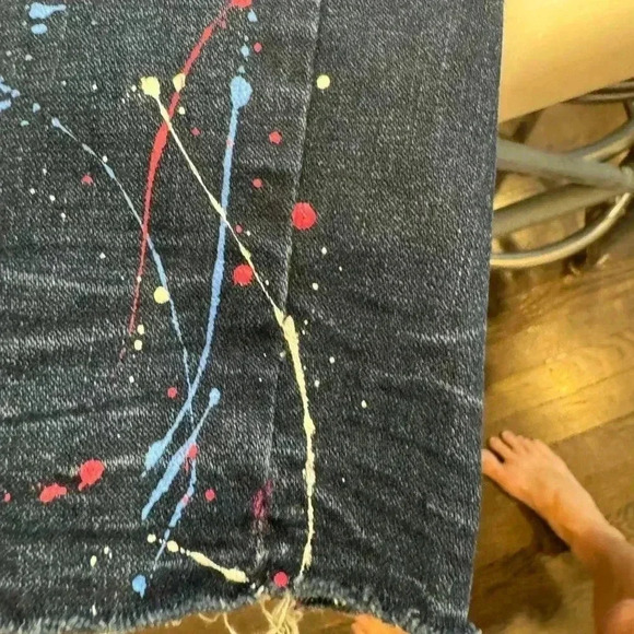 Zara paint splatter dark wash skinny jeans. Girls size 24 perfect condition. - Picture 11 of 13